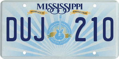 MS license plate DUJ210