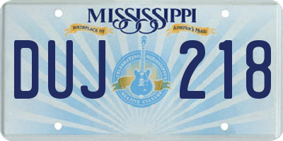 MS license plate DUJ218
