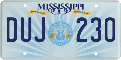 MS license plate DUJ230
