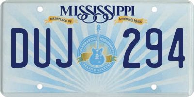 MS license plate DUJ294