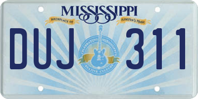MS license plate DUJ311