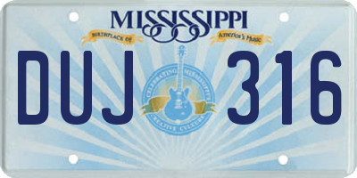 MS license plate DUJ316