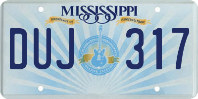 MS license plate DUJ317
