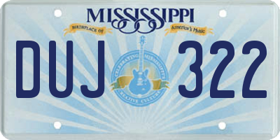 MS license plate DUJ322