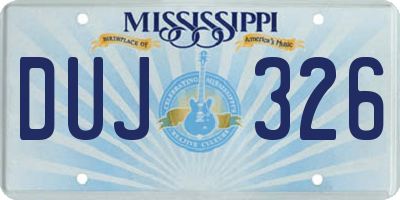 MS license plate DUJ326