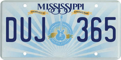 MS license plate DUJ365
