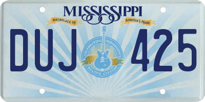 MS license plate DUJ425
