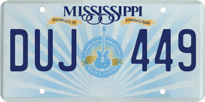 MS license plate DUJ449
