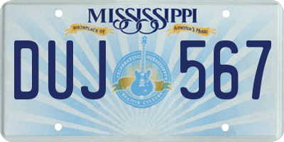 MS license plate DUJ567