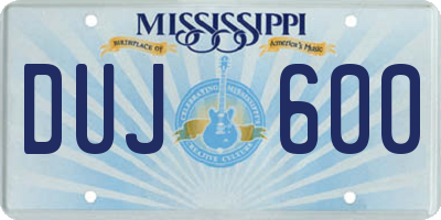 MS license plate DUJ600