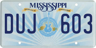 MS license plate DUJ603