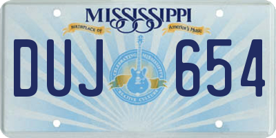 MS license plate DUJ654