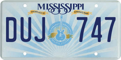 MS license plate DUJ747