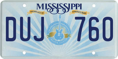 MS license plate DUJ760