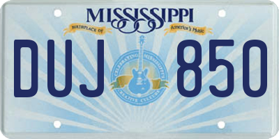 MS license plate DUJ850