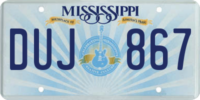 MS license plate DUJ867