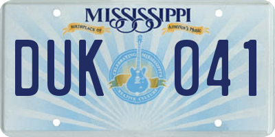 MS license plate DUK041
