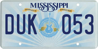 MS license plate DUK053