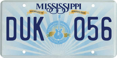 MS license plate DUK056