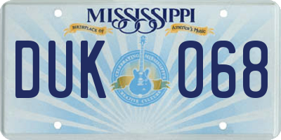 MS license plate DUK068