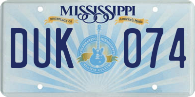 MS license plate DUK074