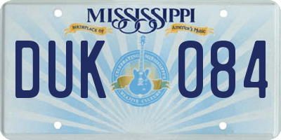 MS license plate DUK084