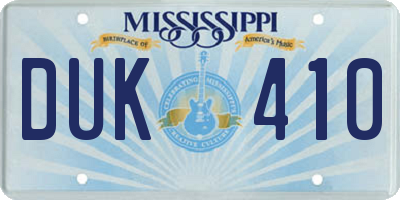 MS license plate DUK410