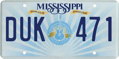 MS license plate DUK471