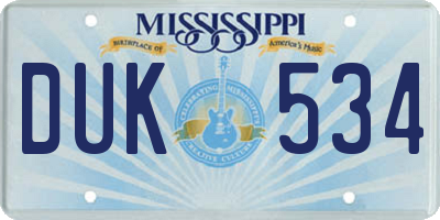 MS license plate DUK534