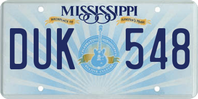 MS license plate DUK548