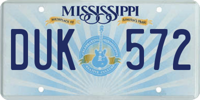 MS license plate DUK572