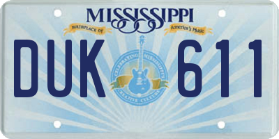 MS license plate DUK611