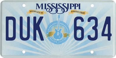 MS license plate DUK634