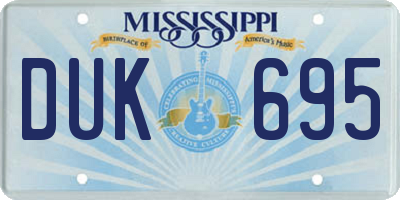 MS license plate DUK695