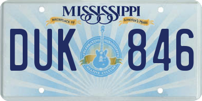 MS license plate DUK846