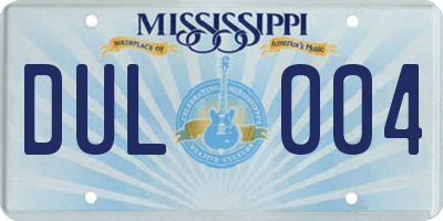 MS license plate DUL004