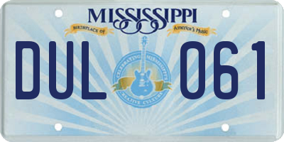 MS license plate DUL061