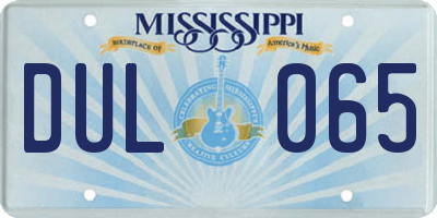 MS license plate DUL065