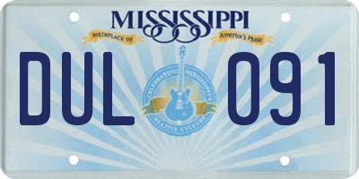 MS license plate DUL091