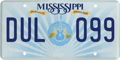MS license plate DUL099
