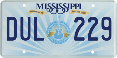 MS license plate DUL229