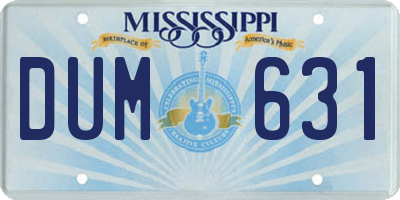 MS license plate DUM631