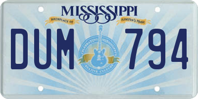 MS license plate DUM794