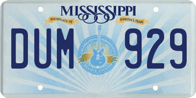 MS license plate DUM929