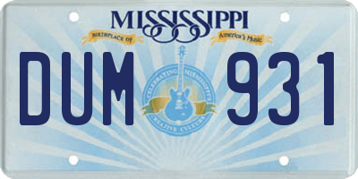 MS license plate DUM931