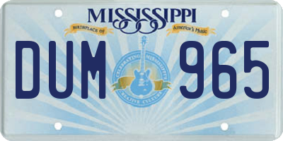 MS license plate DUM965