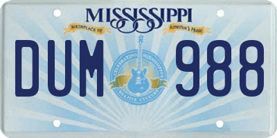 MS license plate DUM988