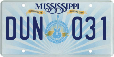 MS license plate DUN031