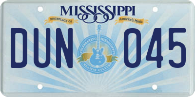 MS license plate DUN045