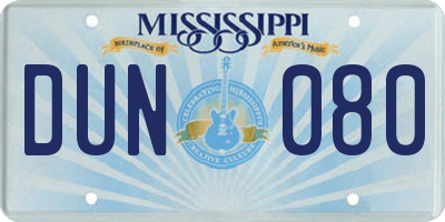MS license plate DUN080